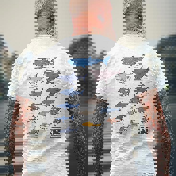 サメ図鑑 メンズTシャツ バックプリント 高齢者への贈り物