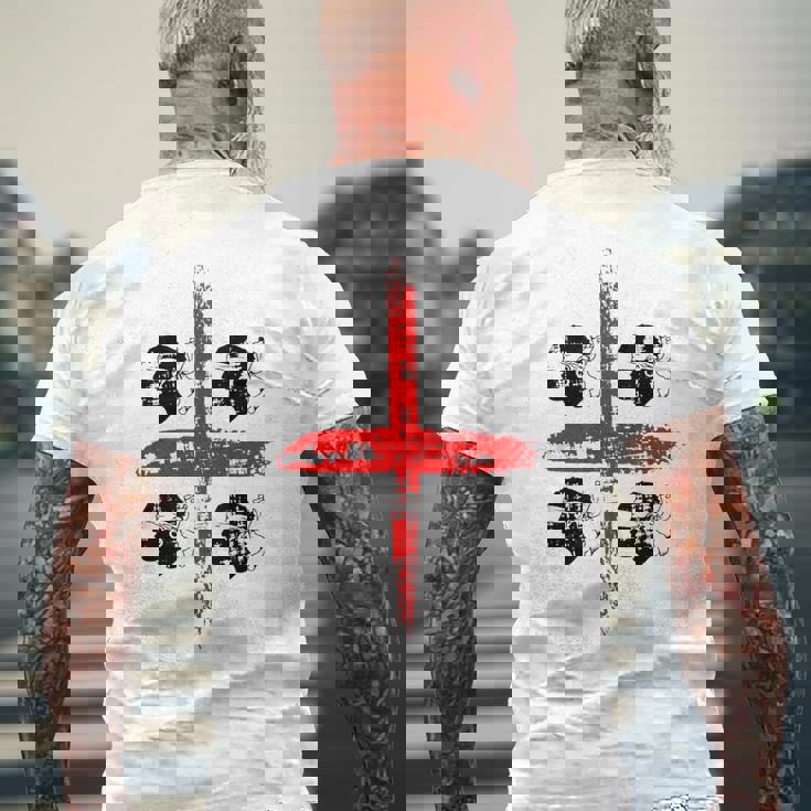 サルディニア国旗イタリア、四つのムーア国旗、グランジアート効果 メンズTシャツ バックプリント 高齢者への贈り物