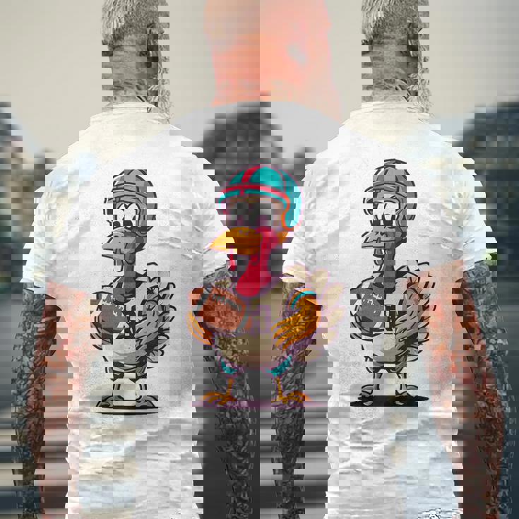 サンクスギビング かわいい七面鳥 アメリカンフットボール ボーイズ キッズ メンズTシャツ バックプリント 高齢者への贈り物