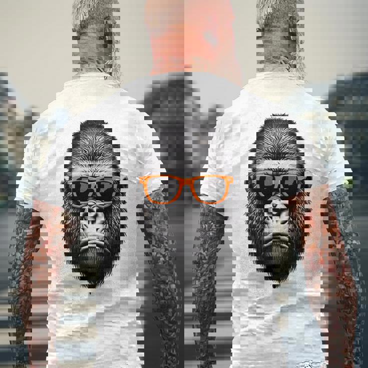 サングラスをかけたクールなゴリラグラフィックアート 長袖tシャツ メンズTシャツ バックプリント 高齢者への贈り物