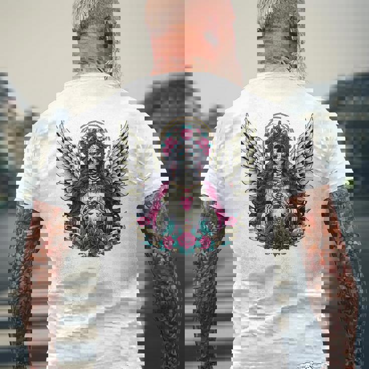 サンタ・ムエルテ 長袖tシャツ メンズTシャツ バックプリント 高齢者への贈り物