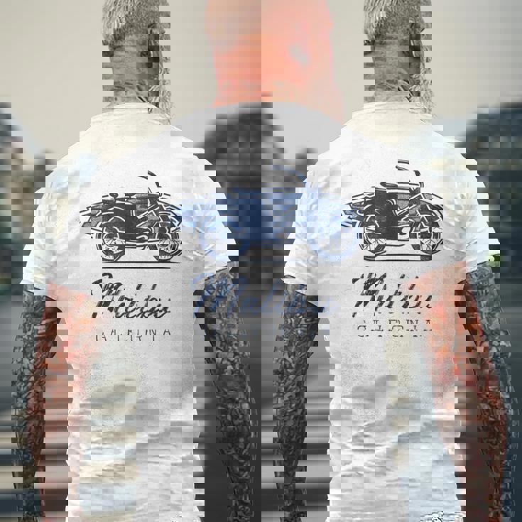 サーファーサーフスポット マリブ、カリフォルニア メンズTシャツ バックプリント 高齢者への贈り物