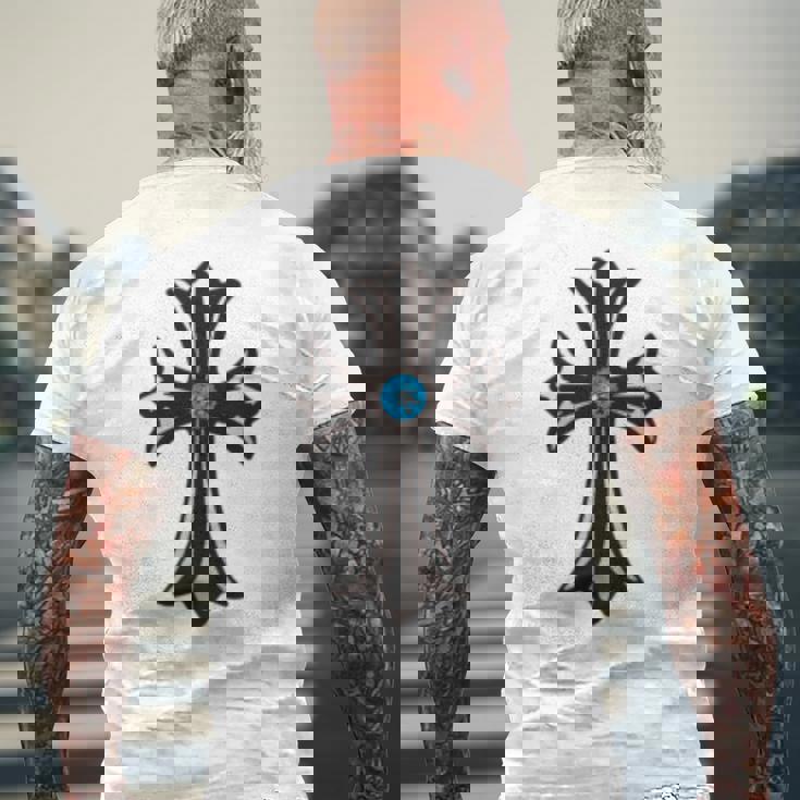 シルバークロス ブルーダイヤ 長袖tシャツ メンズTシャツ バックプリント 高齢者への贈り物