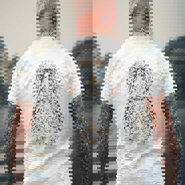 スカル サンタ ムエルテ クリスチャン 長袖tシャツ メンズTシャツ バックプリント 高齢者への贈り物