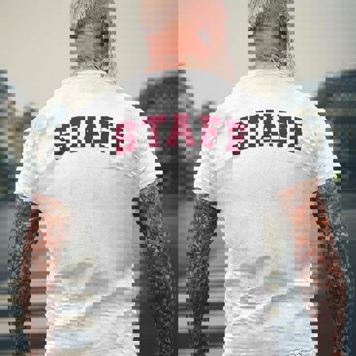 スタッフ スタッフ ギフト イベント 従業員代表チーム バックプリント レッド メンズTシャツ バックプリント 高齢者への贈り物