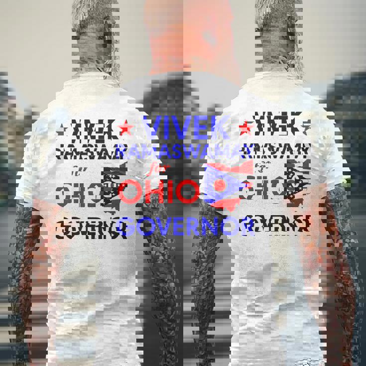 ステート・オブ・エクセレンスビベック・ラマスワミー、2026年オハイオ州知事選出 メンズTシャツ バックプリント 高齢者への贈り物