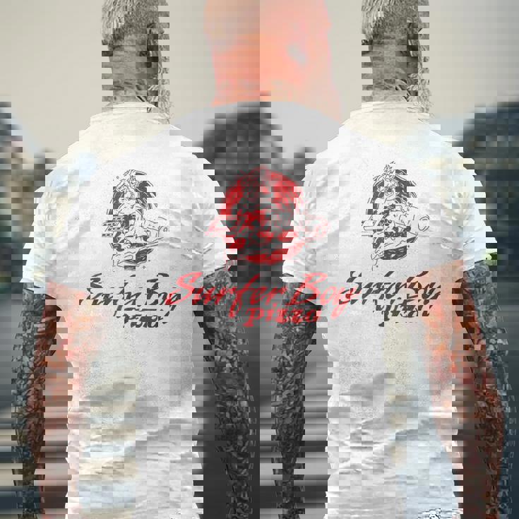 ストレンジャー・シングス サーファーボーイ ピザ 広告 サーフ デリバリー レトロ メンズTシャツ バックプリント 高齢者への贈り物