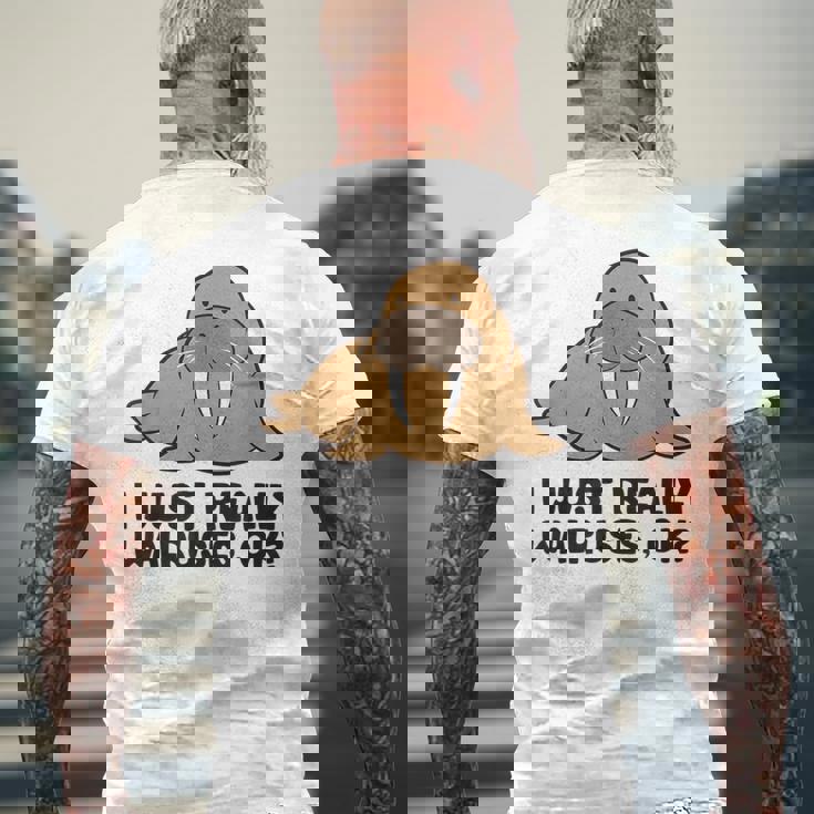 セイウチが本当に好きだよ、いいね？面白いセイウチ メンズTシャツ バックプリント 高齢者への贈り物