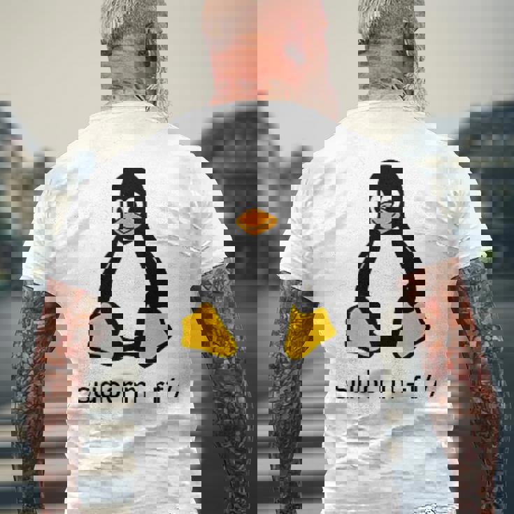 タックスlinuxペンギン-Sudorm-Rfコンピューターサイエンスコンピューター Tux Linux メンズTシャツ バックプリント 高齢者への贈り物