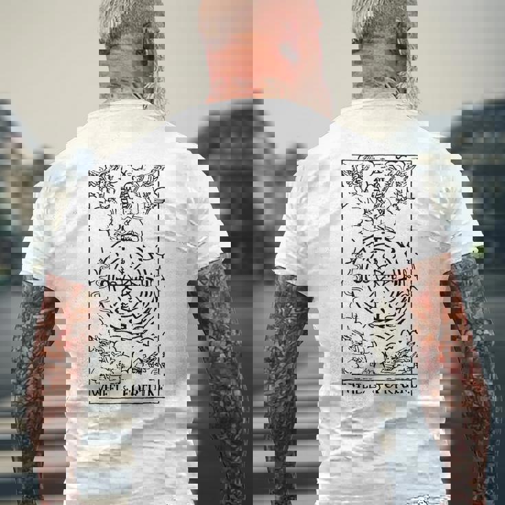 タロットカードホイール オブ フォーチュン タロット メンズTシャツ バックプリント 高齢者への贈り物