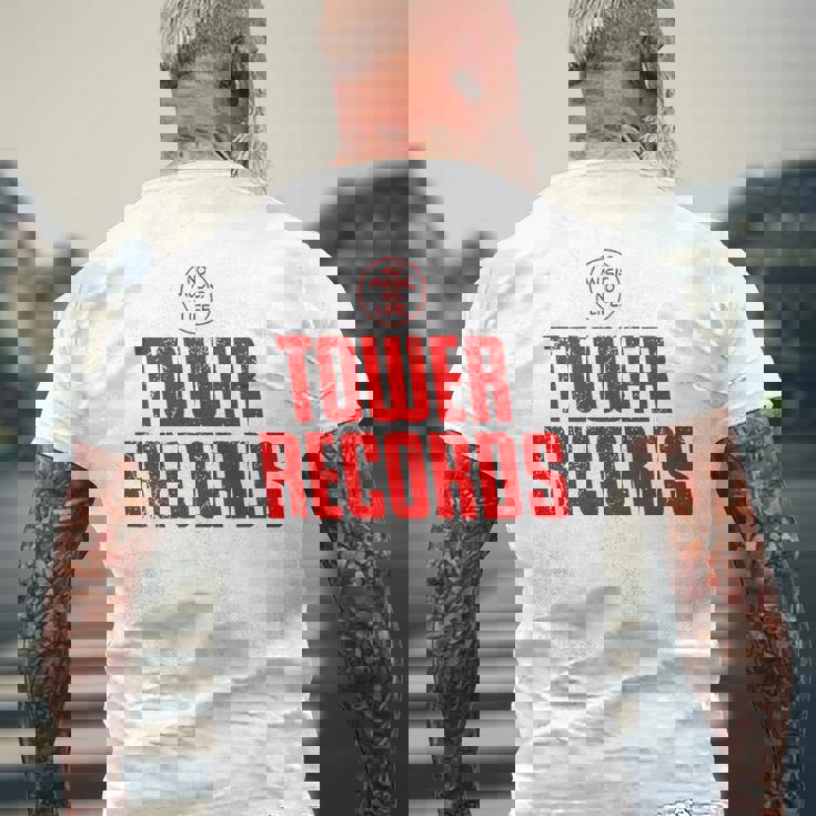 タワーレコードミュージック レトロ ヴィンテージ メンズTシャツ バックプリント 高齢者への贈り物