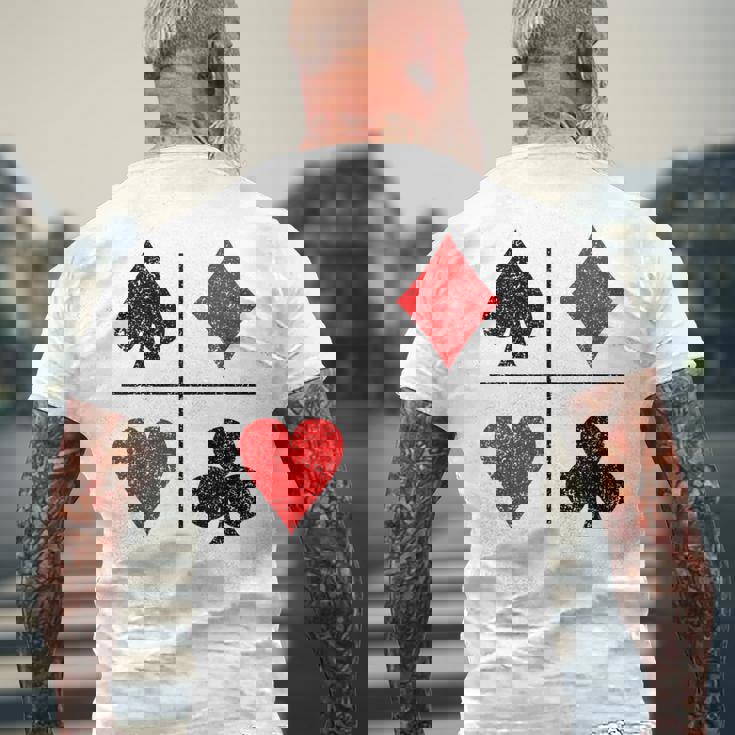 ダイヤモンド スペード ハーツ クラブ トランプスーツ ポーカー メンズTシャツ バックプリント 高齢者への贈り物