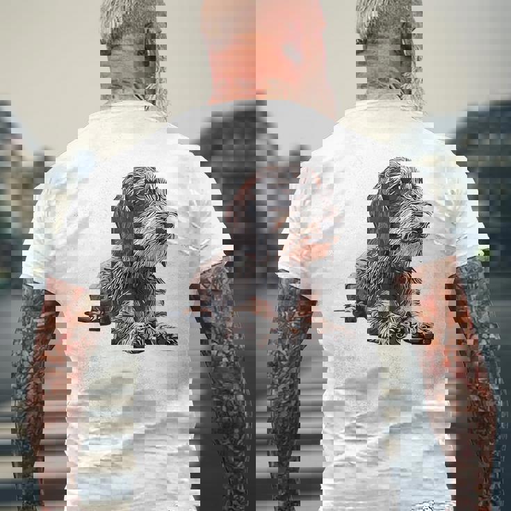 ダックスフンド ワイヤーヘア メンズTシャツ バックプリント 高齢者への贈り物