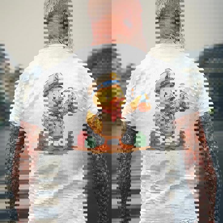 ダックビーイング・ア・オイラー、キュートなデザイン。 メンズTシャツ バックプリント 高齢者への贈り物