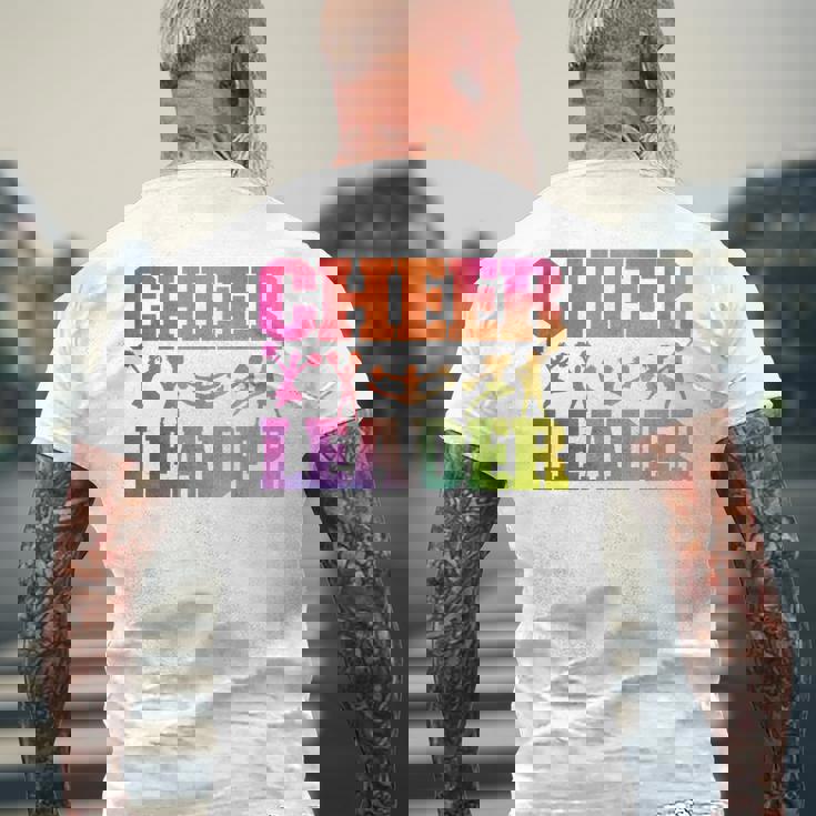 チア チアリーディング 水彩 レインボー チアリーダー メンズTシャツ バックプリント 高齢者への贈り物