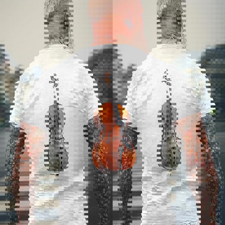 チェロ 楽器 モチーフ アート チェロ メンズTシャツ バックプリント 高齢者への贈り物