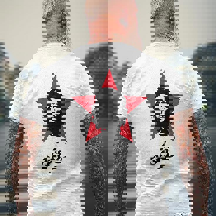 チェ・ゲバラ、キューバ、署名、ゲリラ、チェ メンズTシャツ バックプリント 高齢者への贈り物