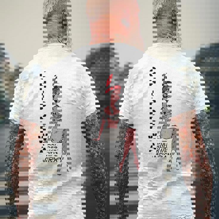 チペワ アメリカン インディアン トライブ キュート プラウド カートゥーン スクワー メンズTシャツ バックプリント 高齢者への贈り物