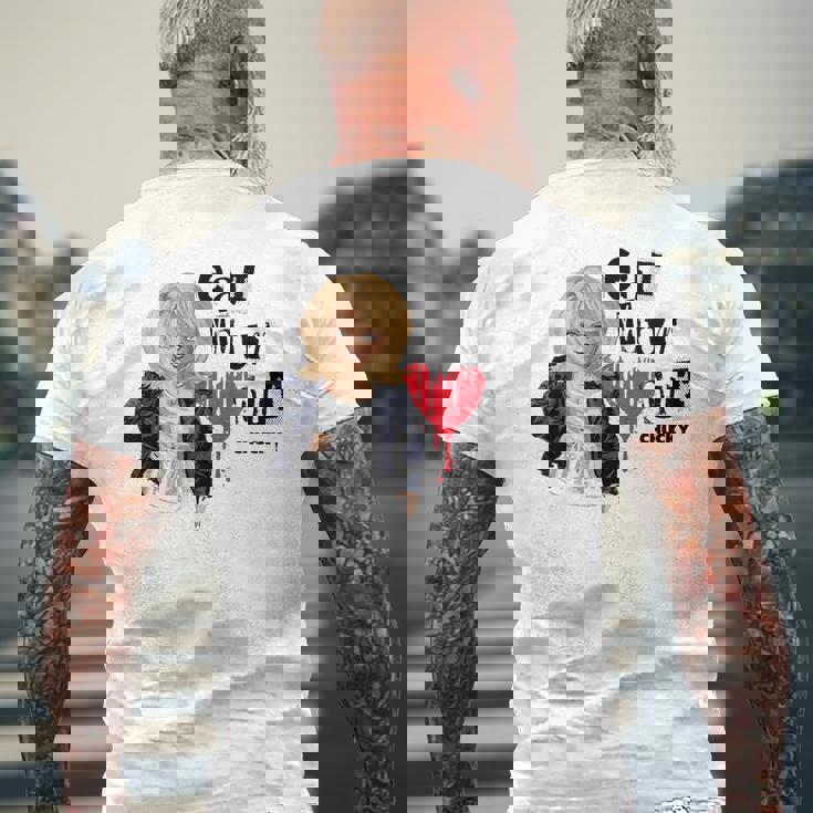 チャッキー・ティファニー・イート・ユア・ハート・アウト・バレンタイン メンズTシャツ バックプリント 高齢者への贈り物