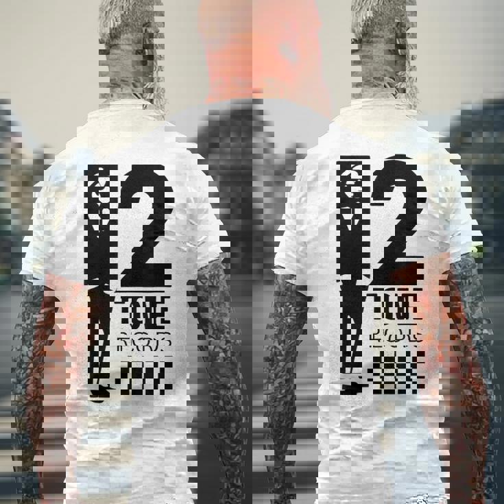 ツートーンスカ音楽チェッカーボード メンズTシャツ バックプリント 高齢者への贈り物