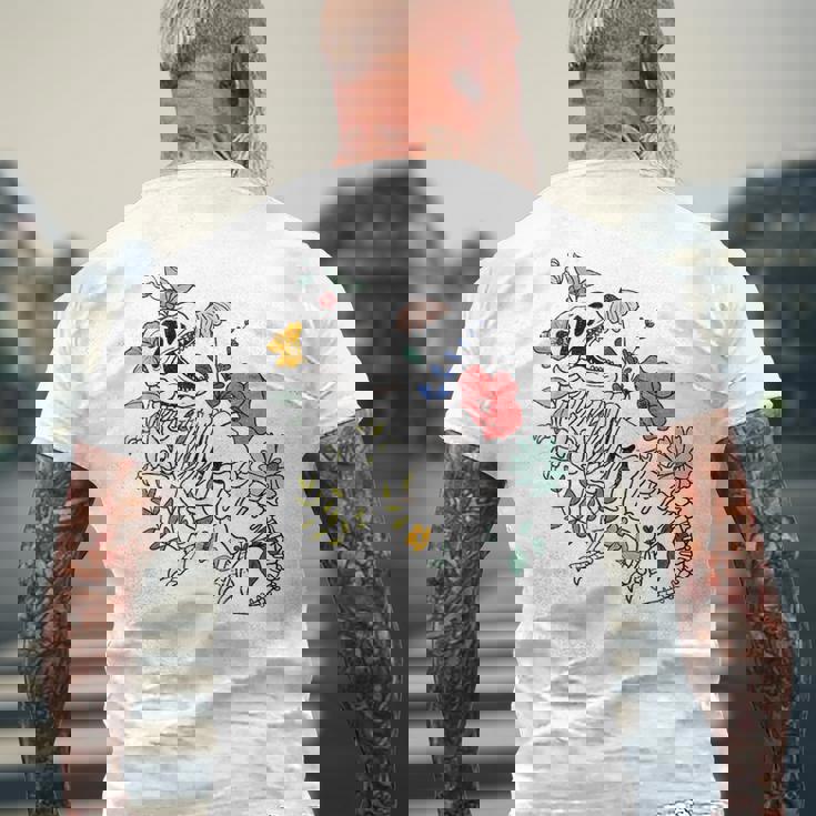 ティラノサウルス 恐竜 骨格 化石 古生物学 メンズTシャツ バックプリント 高齢者への贈り物