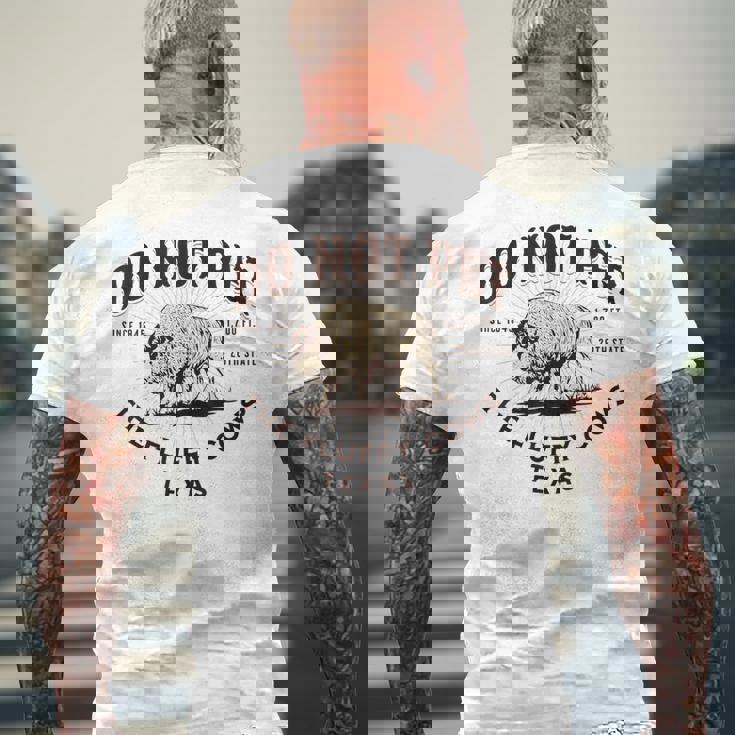 テキサス・ドント・ペット・ザ・フワッフィー・カウズ・ファニー・バイソン メンズTシャツ バックプリント 高齢者への贈り物