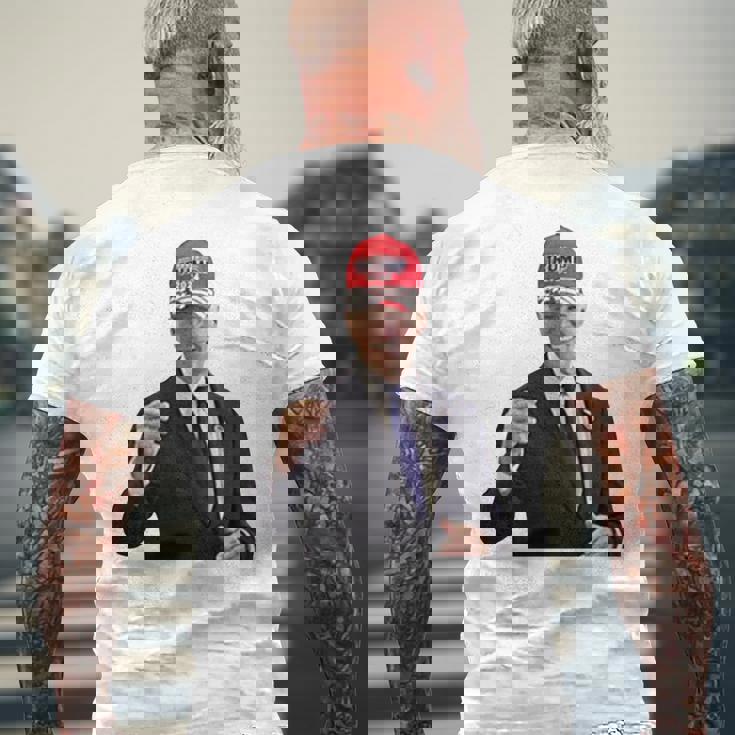 トランプの帽子をかぶったバイデンの陽気なグラフィック 長袖tシャツ メンズTシャツ バックプリント 高齢者への贈り物