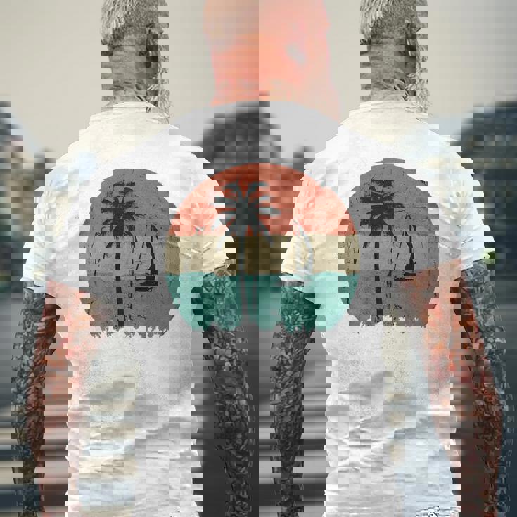 トロピカル ビーチ ヤシの木 ヴィンテージ レトロ 70年代 80年代 航海 メンズTシャツ バックプリント 高齢者への贈り物