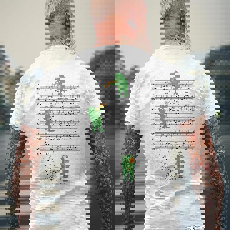 トロンボーン奏者 カエル トロンボーン好きのトロンボーン愛好家 トロンボーン音記号 メンズTシャツ バックプリント 高齢者への贈り物