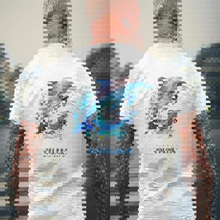 ドルフィン バケーション ヴィンテージ バハマ ビーチ デスティネーション メンズTシャツ バックプリント 高齢者への贈り物