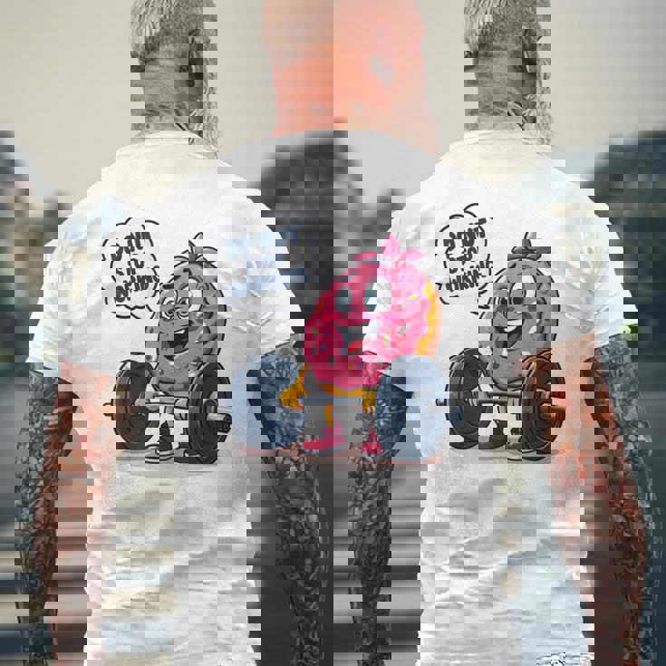 ドーナツストップワーキング ドーナツ ジム ワークアウト ウェイトリフティング 面白い メンズTシャツ バックプリント 高齢者への贈り物