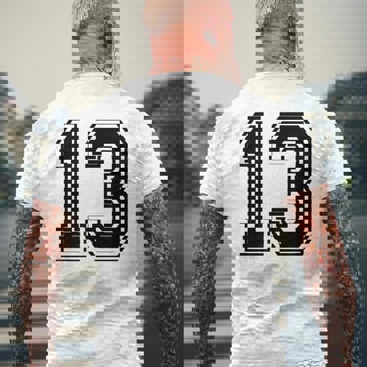 ナンバー13 カレッジスポーツチーム 黒文字 メンズTシャツ バックプリント 高齢者への贈り物