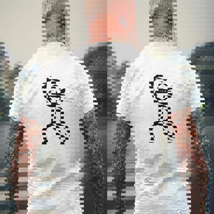 ヌンチャク棒人間クリップアートグラフィック 長袖tシャツ メンズTシャツ バックプリント 高齢者への贈り物