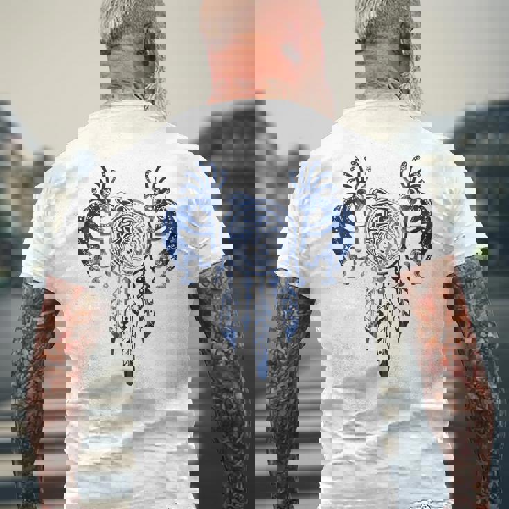 ネイティブアメリカン ココペリ クジラ ドリームキャッチャー 9 ファンファン ファン メンズTシャツ バックプリント 高齢者への贈り物