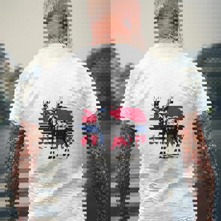 ノルウェー デザイン ヘラジカ ノルウェー国旗 自然 服装 北欧 長袖tシャツ メンズTシャツ バックプリント 高齢者への贈り物