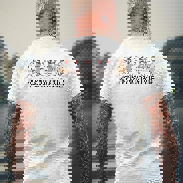 ノーブンチョウノーライフ 鳥好き 文鳥好き 文鳥の飼い主 おもしろ 可愛い ブンチョウ 文鳥 メンズTシャツ バックプリント 高齢者への贈り物