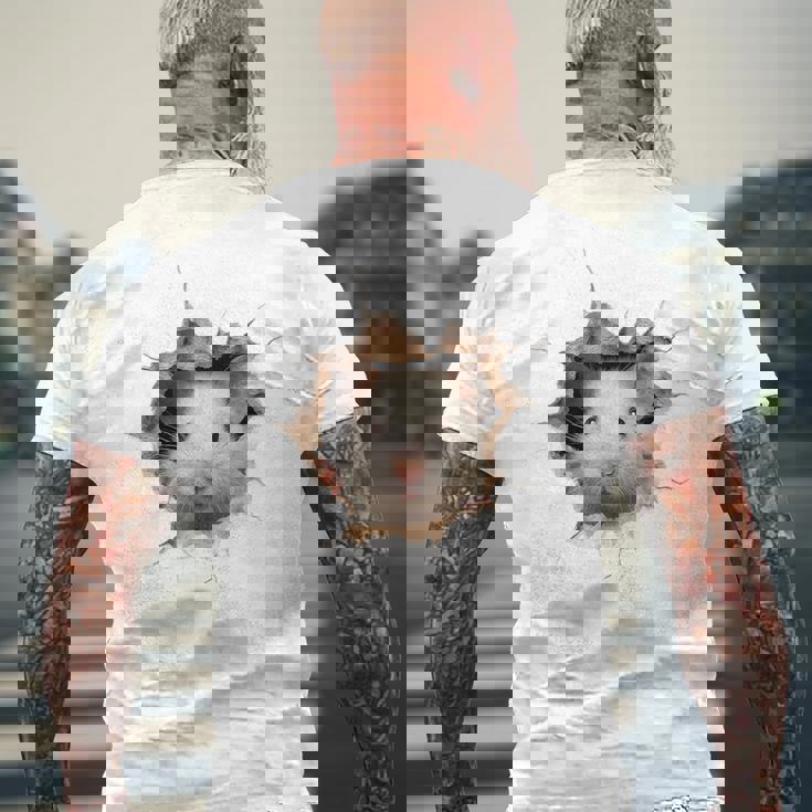 ハムスター アニマルプリント グラフィック ポートレート 顔 ハムスター メンズTシャツ バックプリント 高齢者への贈り物