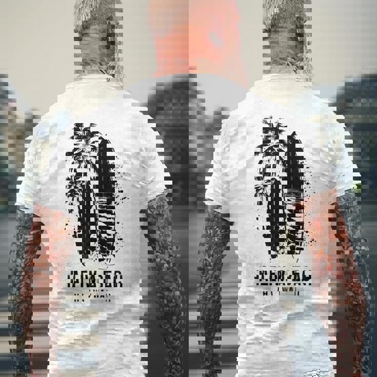 ハレイワ ビーチ ハワイ サーフィン ビンテージ サーフィン サーファー メンズTシャツ バックプリント 高齢者への贈り物