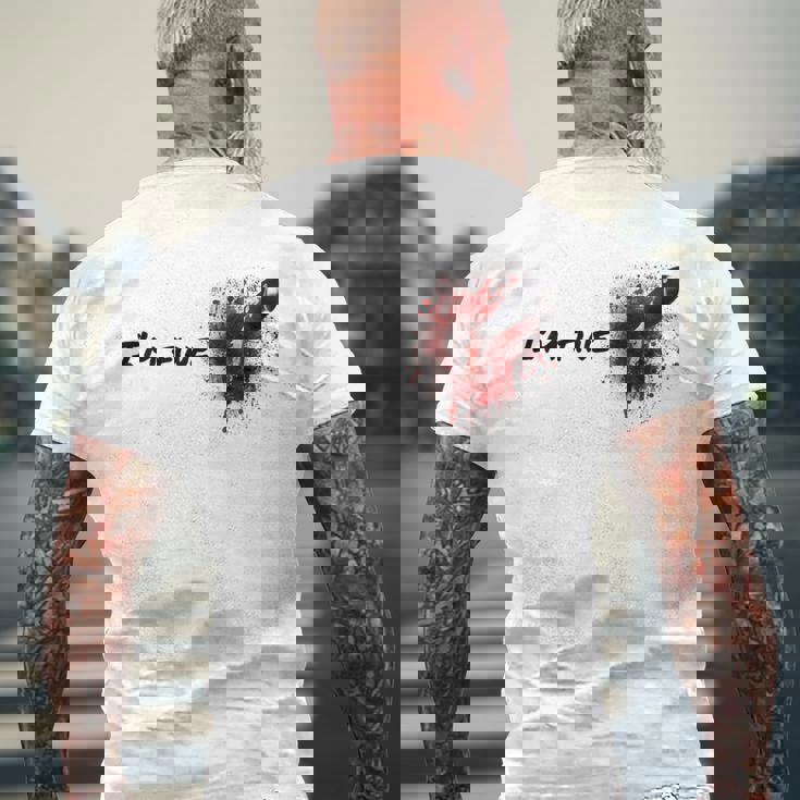 ハロウィンホラー血染み傷＆血傷元気です メンズTシャツ バックプリント 高齢者への贈り物