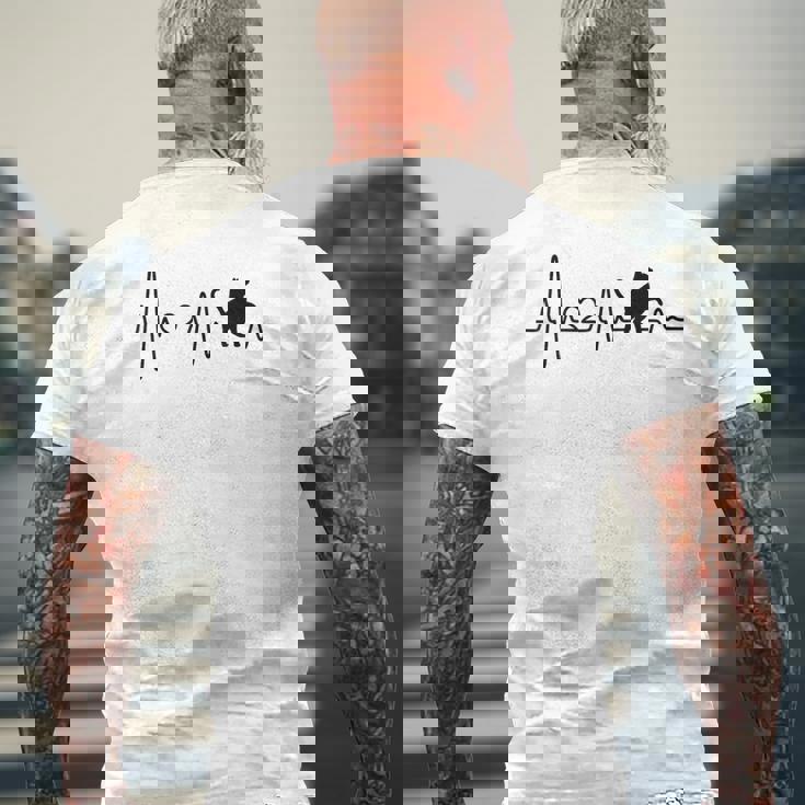 ハートビート 猫 猫好き ギフト 猫 Heartbeat Cat メンズTシャツ バックプリント 高齢者への贈り物