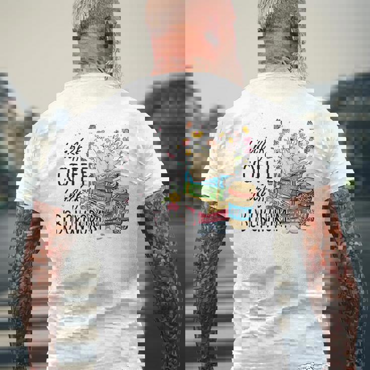 ハーフコーヒー ハーフブックワーム 読書本 コーヒーカップ メンズTシャツ バックプリント 高齢者への贈り物