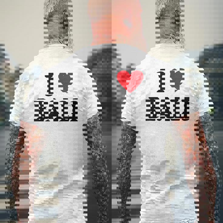 バケーションアイランドハート-ファニーアイラブバリ メンズTシャツ バックプリント 高齢者への贈り物