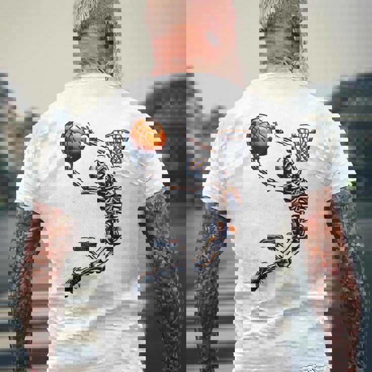 バスケットボール スケルトン ハロウィン 男性 男の子 バスケットボール ハロウィン メンズTシャツ バックプリント 高齢者への贈り物