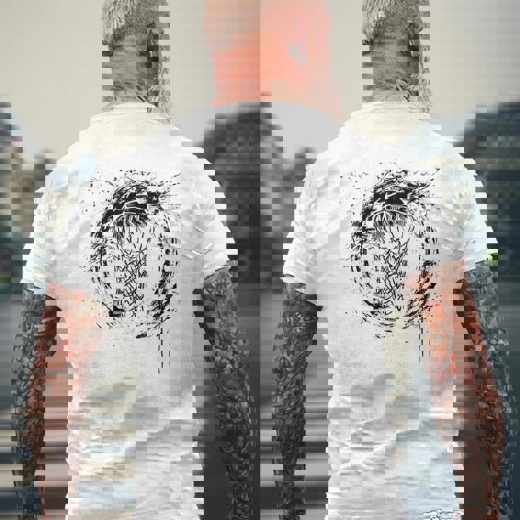 バスケットボールフープグラフィティレジャースポーツ メンズTシャツ バックプリント 高齢者への贈り物