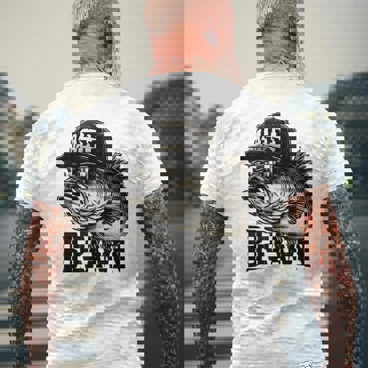 バス釣り クールなグラフィックデザイン 男性 漁師 メンズTシャツ バックプリント 高齢者への贈り物