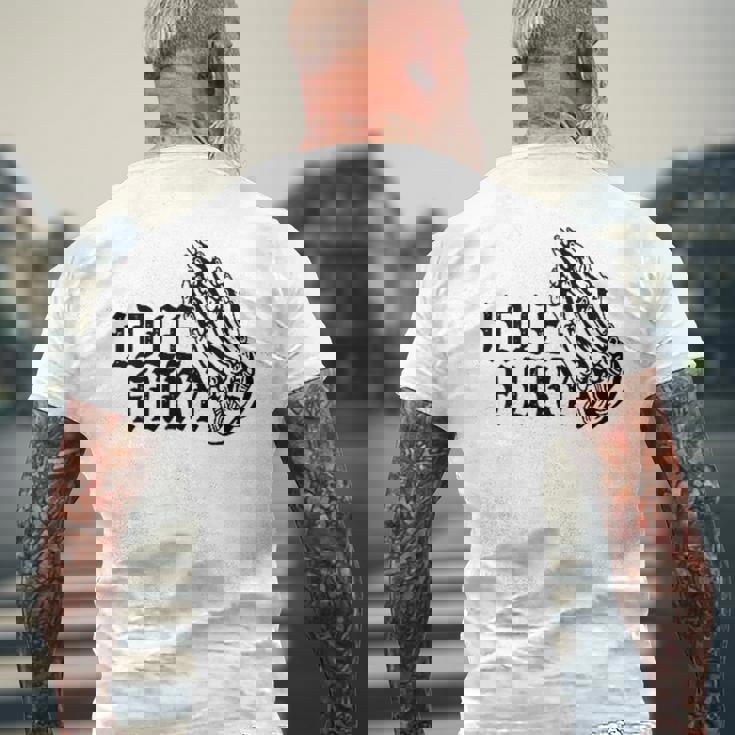 バック プリントを見る Idle Fury Don't Crykeleton Praying 泣かないで 祈る骸骨 メンズTシャツ バックプリント 高齢者への贈り物