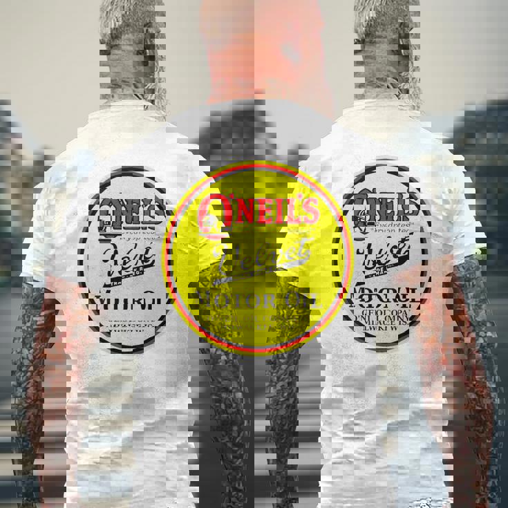 バックプリントのみ レトロ ヴィンテージ ガソリンスタンド オニールのモーターオイル メンズTシャツ バックプリント 高齢者への贈り物