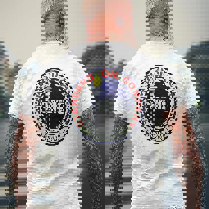 バックプリントのみ レトロ ヴィンテージ ガソリンスタンド 標準モーターオイル メンズTシャツ バックプリント 高齢者への贈り物