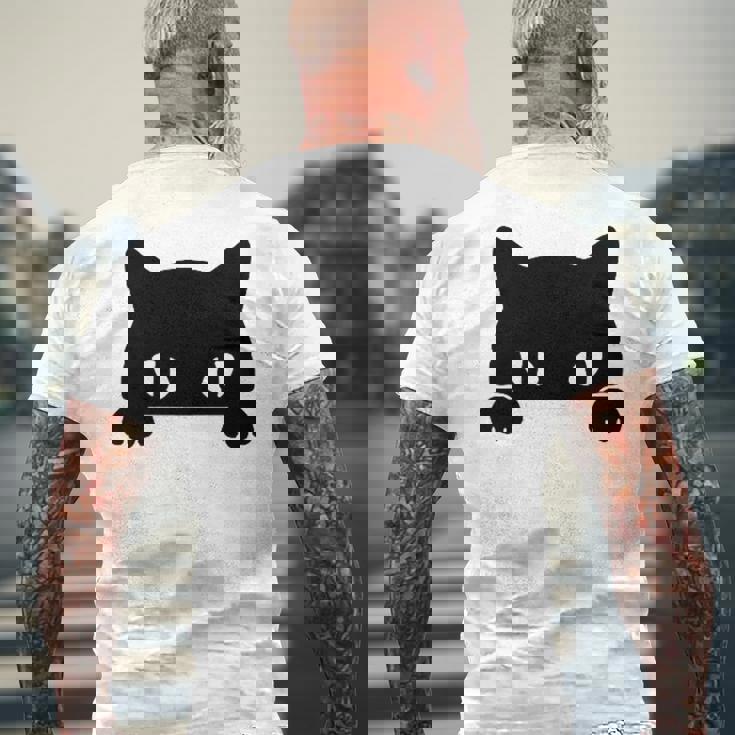 バッグの中に隠れているかわいい黒猫 猫好き 猫飼い 猫 ネコ ねこくろねこ好き 面白い サプライズ ギフト メンズTシャツ バックプリント 高齢者への贈り物