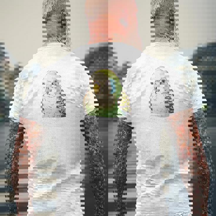 バッグの中のかわいいセキセイインコ、面白いセキセイインコ 長袖tシャツ メンズTシャツ バックプリント 高齢者への贈り物